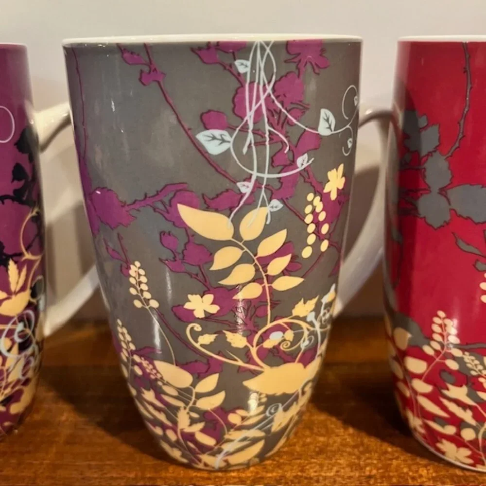 Set of (3) Maxwell & Williams Enchanted Garden Flower Mugs Tall 12oz - Picture 4 of 7